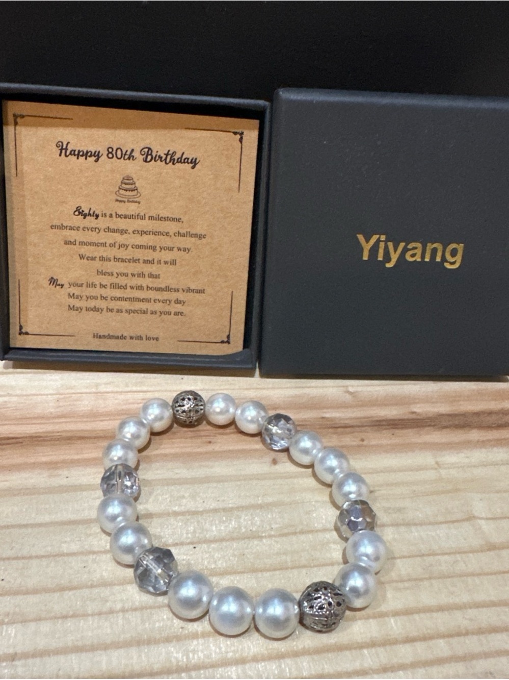 White Pearl & Crystal Stretch Bracelet